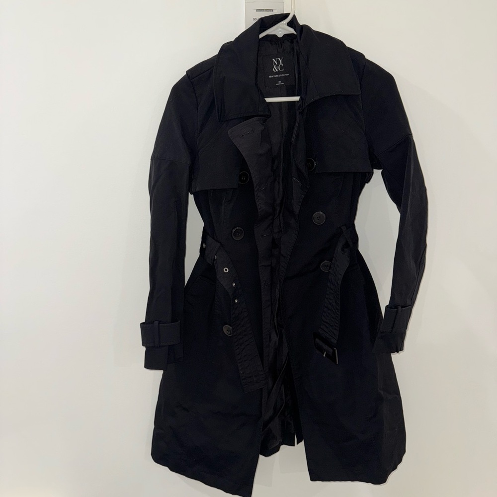 New York & Company Elegant Black Trench Coat